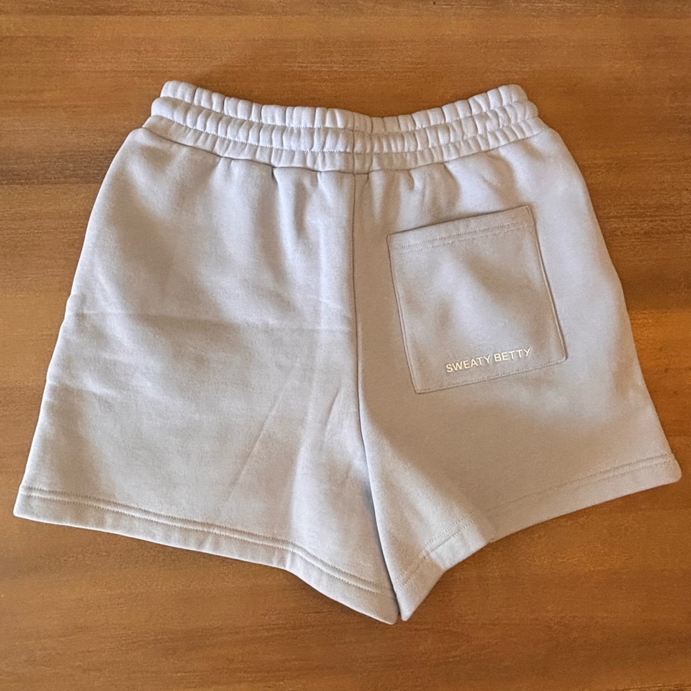 Sweaty Betty ‘Elevated Short’ High Rise Cotton Fleece Salt Blue Pocket, Sz S NWT - Picture 14 of 14